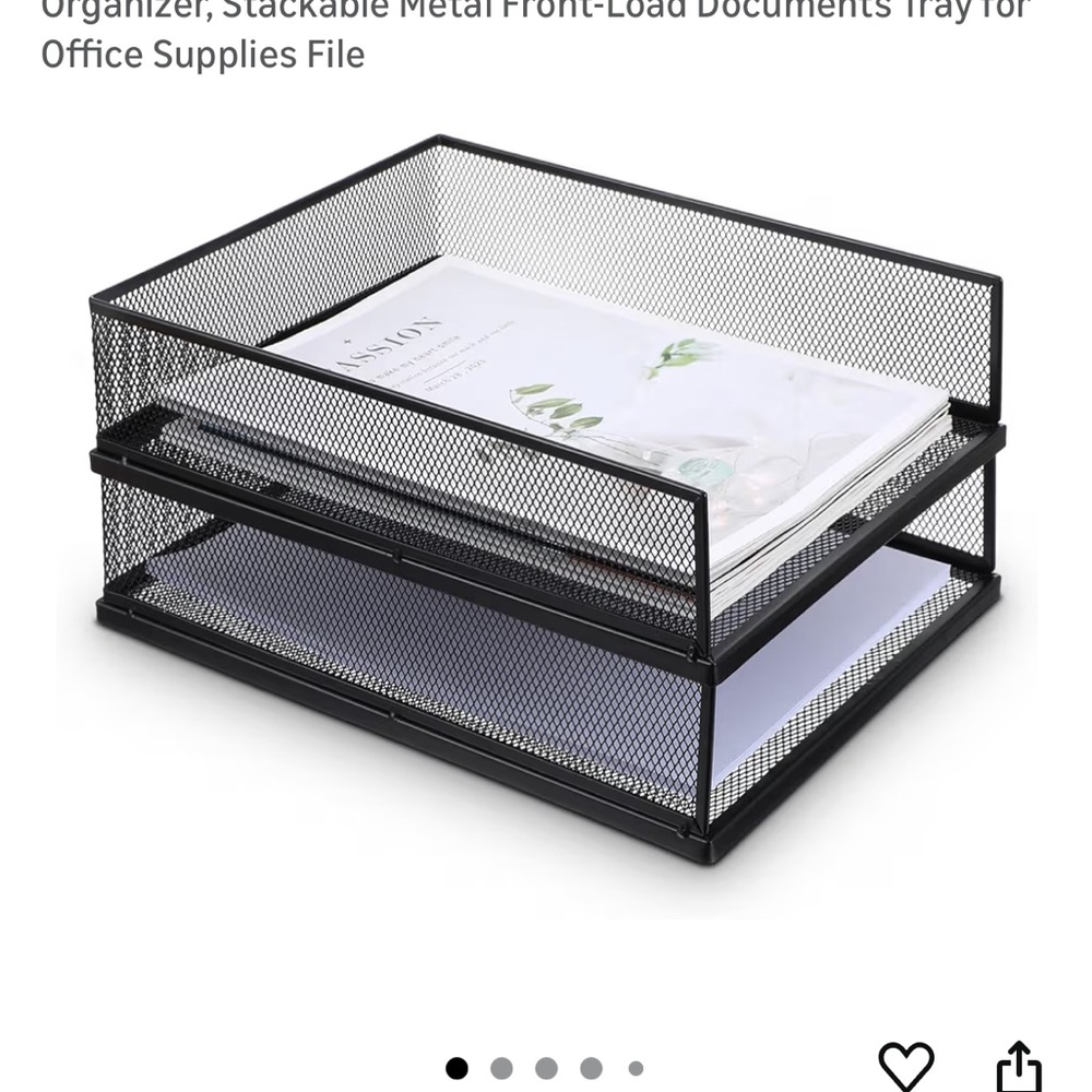 Black Metal Document Tray for Home Office